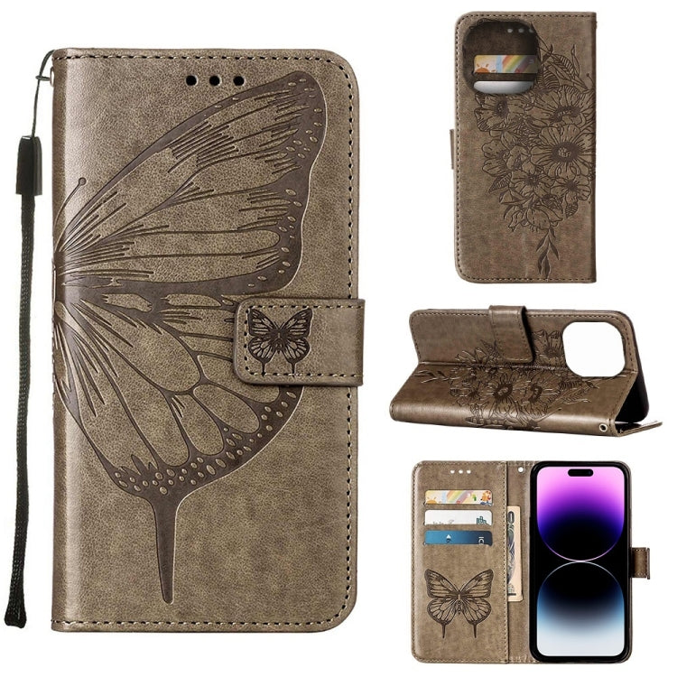 Custodia per telefono in pelle con farfalla goffrata, For iPhone 14 Pro Max