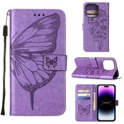 Custodia per telefono in pelle con farfalla goffrata, For iPhone 14 Pro Max