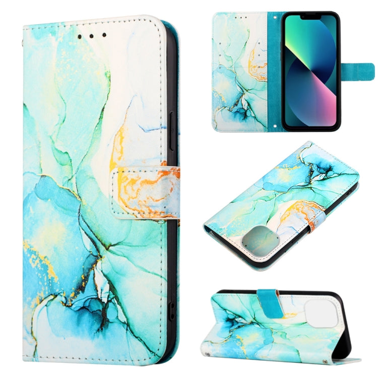 Custodia portafoglio in pelle con motivo marmo per iPhone 14 Plus