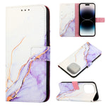 Custodia portafoglio in pelle con motivo marmo per iPhone 14 Plus
