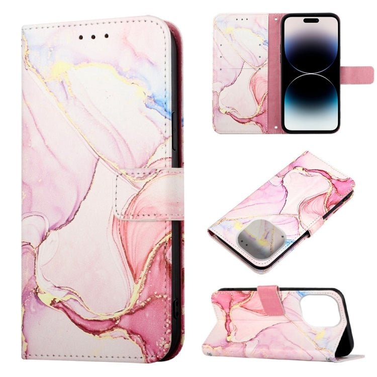 Custodia portafoglio in pelle con motivo marmo per iPhone 14 Plus