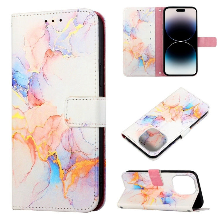 Custodia portafoglio in pelle con motivo marmo per iPhone 14 Plus