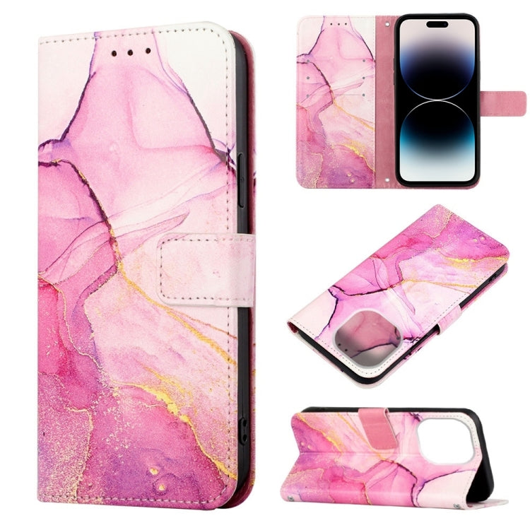 Custodia portafoglio in pelle con motivo marmo per iPhone 14 Plus