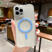Custodia per telefono con pellicola magnetica trasparente MagSafe PC + lente in vetro, For iPhone 12 Pro, For iPhone 12
