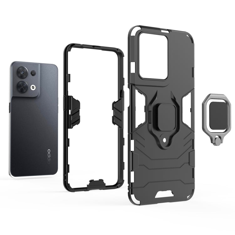 Custodia protettiva antiurto per PC + TPU con supporto per anello magnetico, For OPPO Reno8, For OPPO Reno8 Pro, For OPPO Reno8 Pro+