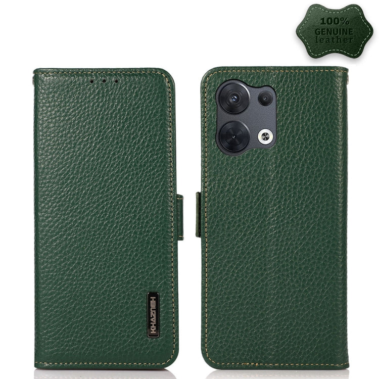 KHAZNEH Custodia per telefono RFID in vera pelle Litchi magnetica laterale, For OPPO Reno8 5G, For OPPO Reno8 Pro 5G, For OPPO Reno8 Pro+ 5G, For Huawei nova Y70 Plus