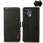 KHAZNEH Custodia per telefono RFID in vera pelle Litchi magnetica laterale, For OPPO Reno8 5G, For OPPO Reno8 Pro 5G, For OPPO Reno8 Pro+ 5G, For Huawei nova Y70 Plus
