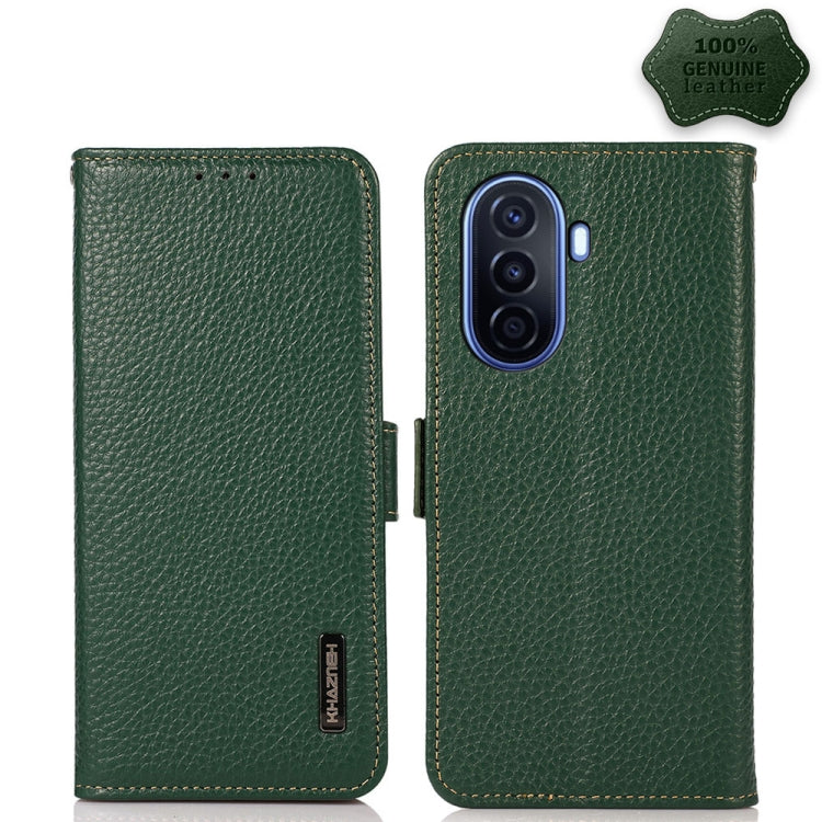 KHAZNEH Custodia per telefono RFID in vera pelle Litchi magnetica laterale, For OPPO Reno8 5G, For OPPO Reno8 Pro 5G, For OPPO Reno8 Pro+ 5G, For Huawei nova Y70 Plus