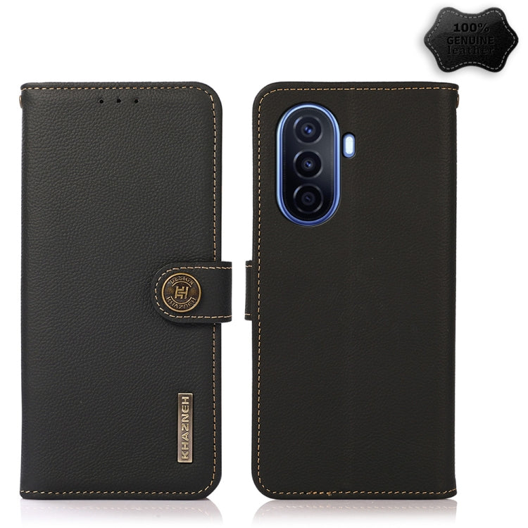 Custodia per telefono RFID KHAZNEH Custer in vera pelle, For Huawei nova Y70 Plus