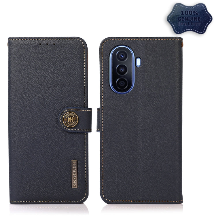 Custodia per telefono RFID KHAZNEH Custer in vera pelle, For Huawei nova Y70 Plus