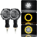 PE-ZSD-174 Modalità di rotazione lampeggiante per moto LED Indicatore di direzione rotondo modificato a due colori