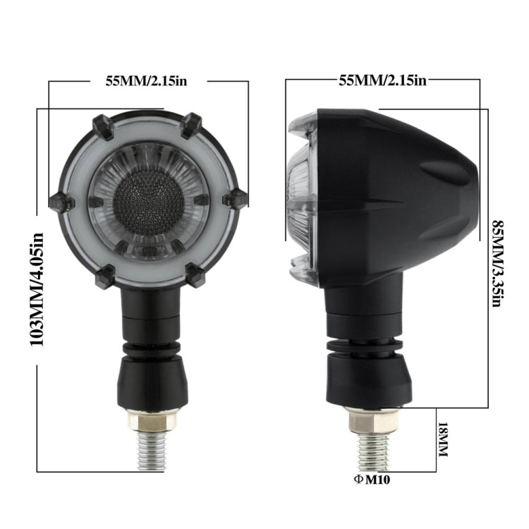 PE-ZSD-174 Modalità di rotazione lampeggiante per moto LED Indicatore di direzione rotondo modificato a due colori