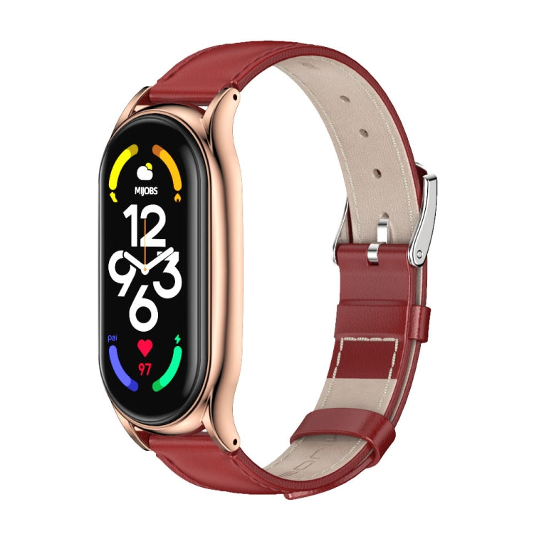 Cinturino per orologio MIJOBS Plus in vera pelle, For Xiaomi Mi Band 7 / 7 NFC