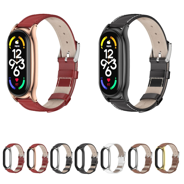 Cinturino per orologio MIJOBS Plus in vera pelle, For Xiaomi Mi Band 7 / 7 NFC