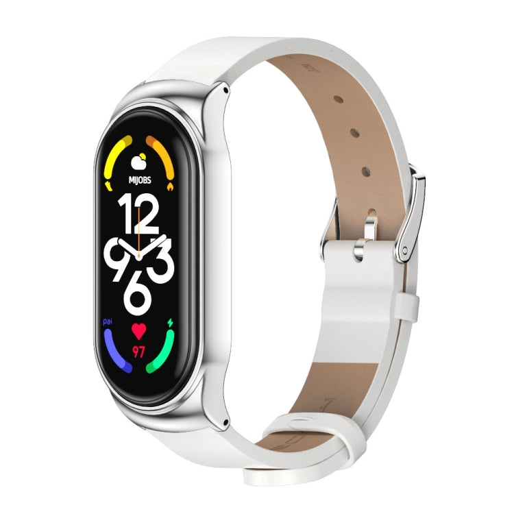 Cassa in metallo MIJOBS CS + cinturino in pelle in microfibra, For Xiaomi Mi Band 7 / 7 NFC