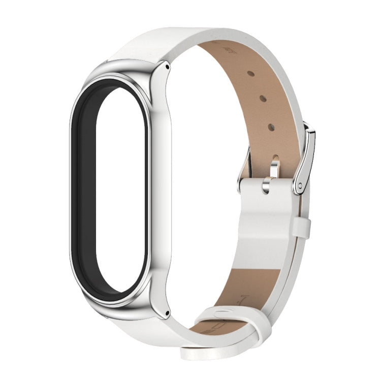 Cassa in metallo MIJOBS CS + cinturino in pelle in microfibra, For Xiaomi Mi Band 7 / 7 NFC
