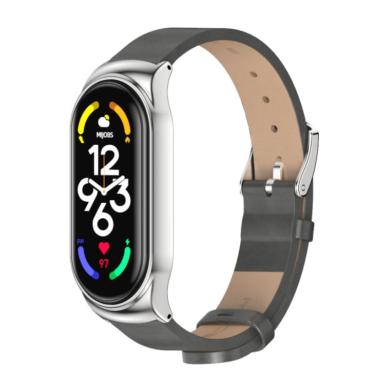 Cassa in metallo MIJOBS CS + cinturino in pelle in microfibra, For Xiaomi Mi Band 7 / 7 NFC