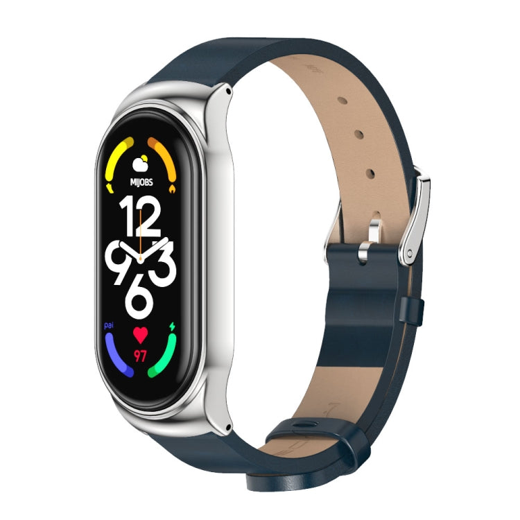 Cassa in metallo MIJOBS CS + cinturino in pelle in microfibra, For Xiaomi Mi Band 7 / 7 NFC