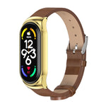 Cassa in metallo MIJOBS CS + cinturino in pelle in microfibra, For Xiaomi Mi Band 7 / 7 NFC