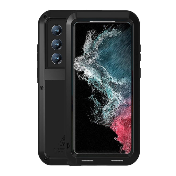 Custodia protettiva antipolvere impermeabile antiurto in metallo LOVE MEI, For Samsung Galaxy S22 Ultra 5G