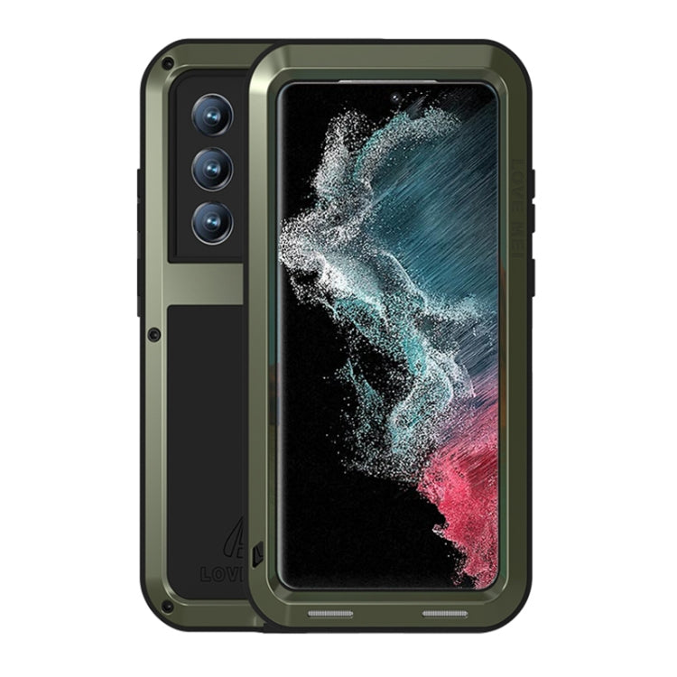 Custodia protettiva antipolvere impermeabile antiurto in metallo LOVE MEI, For Samsung Galaxy S22 Ultra 5G