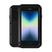 Custodia protettiva antipolvere impermeabile antiurto in metallo LOVE MEI con vetro, For iPhone SE 2022 / SE 2020 / 8 / 7