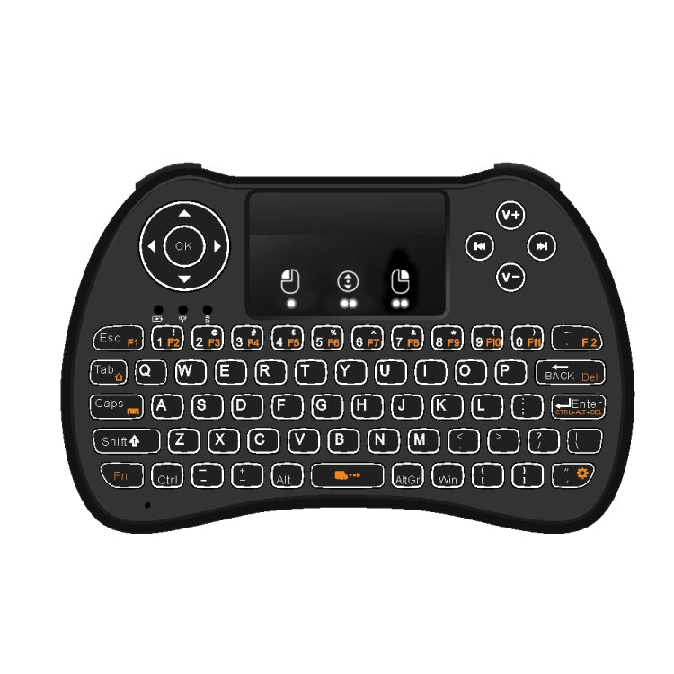 Tastiera QWERTY H9 2.4GHz Mini Wireless Air Mouse con retroilluminazione bianca e touchpad per PC, TV, with White Backlight