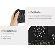 Tastiera QWERTY H9 2.4GHz Mini Wireless Air Mouse con retroilluminazione bianca e touchpad per PC, TV, with White Backlight