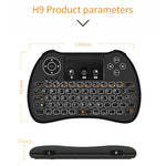 Tastiera QWERTY H9 2.4GHz Mini Wireless Air Mouse con retroilluminazione bianca e touchpad per PC, TV, with White Backlight