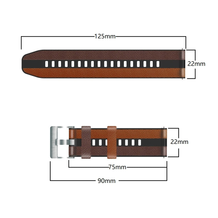 Cinturino tricolore in silicone + pelle da 22 mm, For Huawei Watch GT 3 Pro