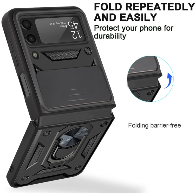 Cover per fotocamera scorrevole Custodia protettiva per telefono in TPU + PC, For Samsung Galaxy Z Flip4