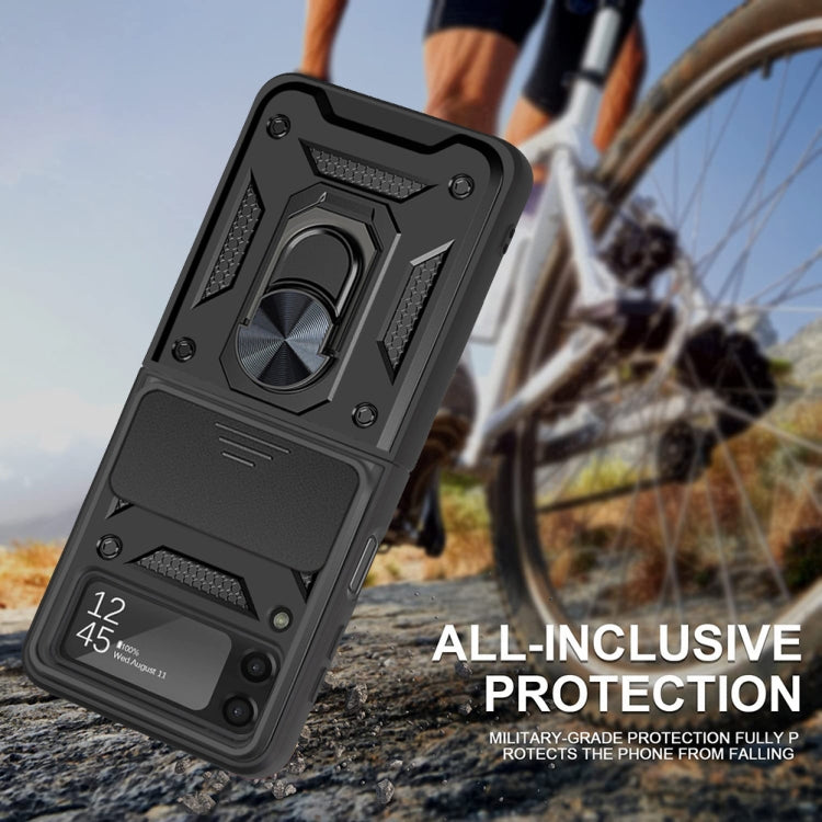 Cover per fotocamera scorrevole Custodia protettiva per telefono in TPU + PC, For Samsung Galaxy Z Flip4
