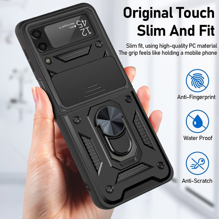 Cover per fotocamera scorrevole Custodia protettiva per telefono in TPU + PC, For Samsung Galaxy Z Flip4