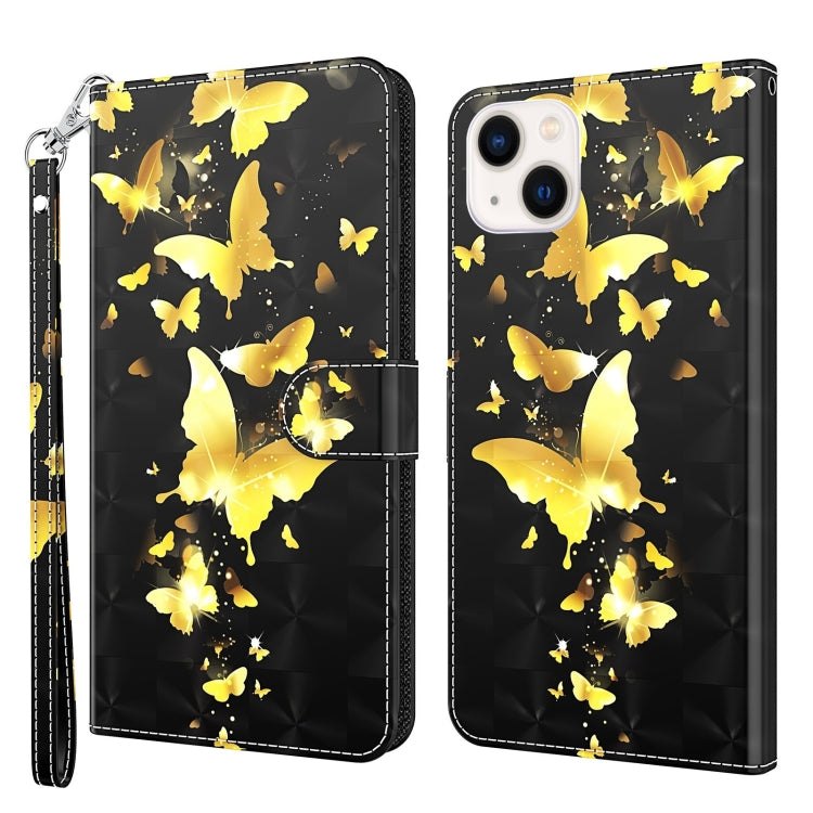 Custodia per cellulare in pelle flip modello pittura 3D, For iPhone 14, For iPhone 14 Plus
