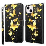 Custodia per cellulare in pelle flip modello pittura 3D, For iPhone 14, For iPhone 14 Plus