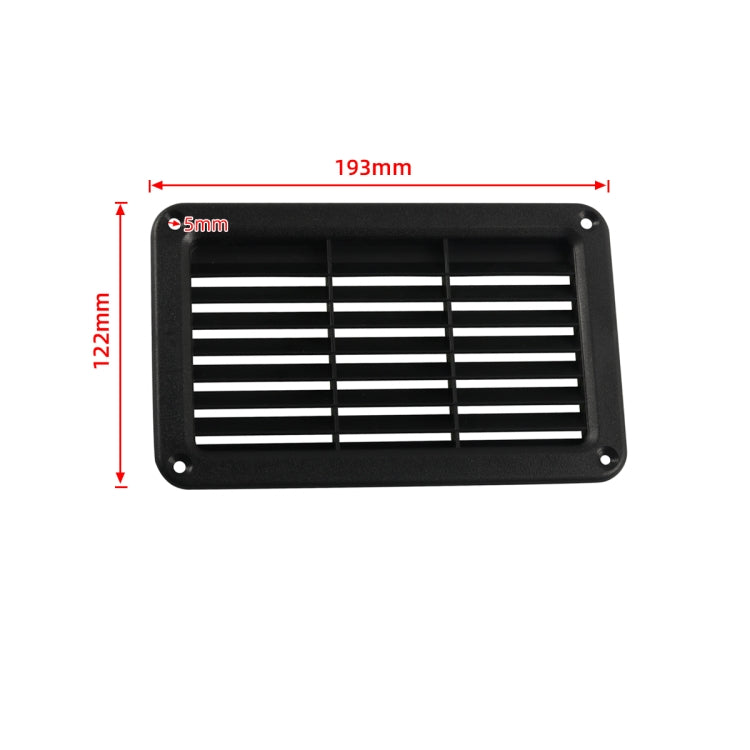 A6788 Copertura del pannello di ventilazione in plastica con feritoia rettangolare nera da 193x122 mm, 193x122mm