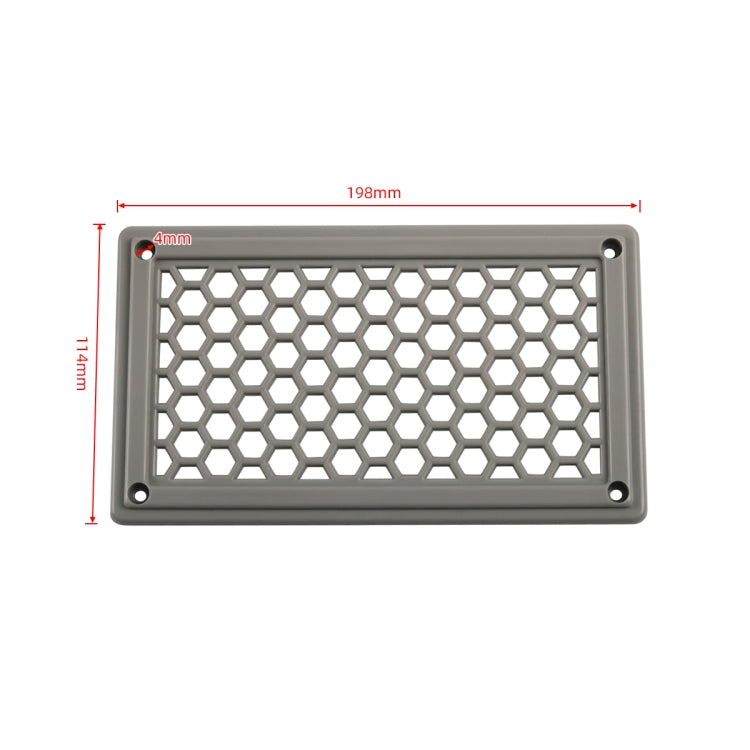 A6790 Copertura del pannello di ventilazione in plastica con griglia rettangolare grigia da 198x114 mm, 198x114mm