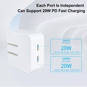 Caricabatterie SDC-40W Dual PD USB-C / Type-C per serie iPhone / iPad, AU Plug