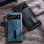Custodia protettiva per telefono in PC + pelle con supporto in metallo, For Google Pixel 6, For Google Pixel 6 Pro, For Google Pixel 6a, For Google Pixel 7, For Google Pixel 7 Pro