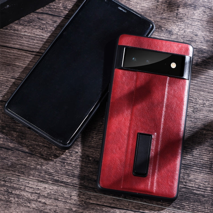 Custodia protettiva per telefono in PC + pelle con supporto in metallo, For Google Pixel 6, For Google Pixel 6 Pro, For Google Pixel 6a, For Google Pixel 7, For Google Pixel 7 Pro