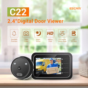 ESCAM C22 Spioncino digitale con schermo da 2,4 pollici, supporto per visione notturna, scheda TF, scatta foto e video, C22