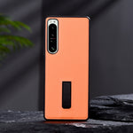 Custodia protettiva per telefono in PC + pelle con supporto in metallo, For Sony Xperia 10 IV, For Sony Xperia 1 IV, For Sony Xperia 5 III, For Sony Xperia 5 II, For Sony Xperia 10 III, For Sony Xperia 1 III