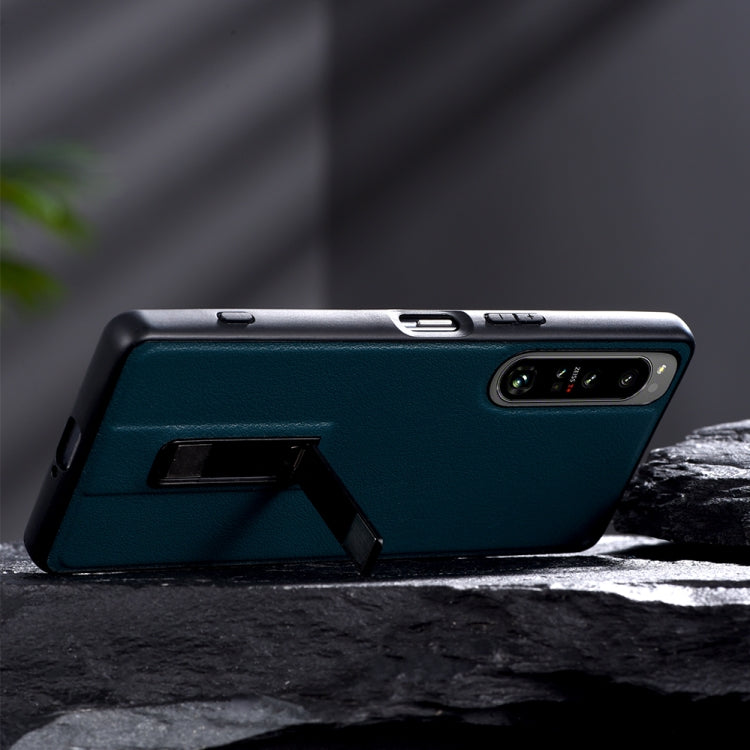 Custodia protettiva per telefono in PC + pelle con supporto in metallo, For Sony Xperia 10 IV, For Sony Xperia 1 IV, For Sony Xperia 5 III, For Sony Xperia 5 II, For Sony Xperia 10 III, For Sony Xperia 1 III