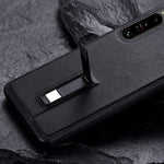 Custodia protettiva per telefono in PC + pelle con supporto in metallo, For Sony Xperia 10 IV, For Sony Xperia 1 IV, For Sony Xperia 5 III, For Sony Xperia 5 II, For Sony Xperia 10 III, For Sony Xperia 1 III