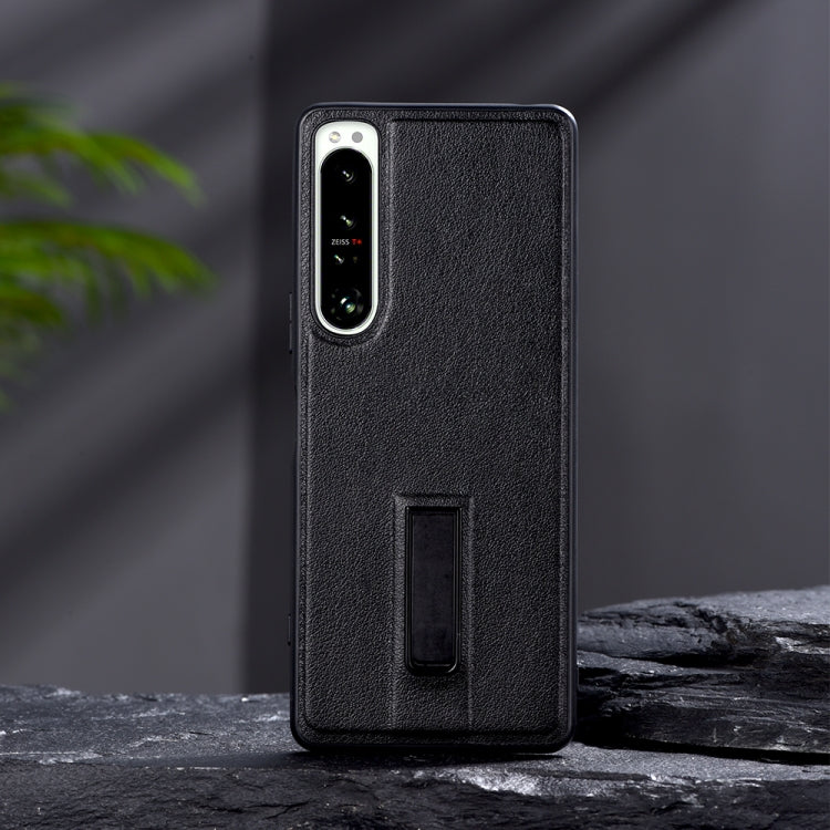 Custodia protettiva per telefono in PC + pelle con supporto in metallo, For Sony Xperia 10 IV, For Sony Xperia 1 IV, For Sony Xperia 5 III, For Sony Xperia 5 II, For Sony Xperia 10 III, For Sony Xperia 1 III