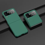 Custodia per telefono con sensazione di pelle per PC a iniezione di carburante a foro grande, For Samsung Galaxy Z Flip4, For Samsung Galaxy Z Fold4