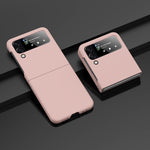 Custodia per telefono con sensazione di pelle per PC a iniezione di carburante a foro grande, For Samsung Galaxy Z Flip4, For Samsung Galaxy Z Fold4