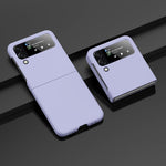 Custodia per telefono con sensazione di pelle per PC a iniezione di carburante a foro grande, For Samsung Galaxy Z Flip4, For Samsung Galaxy Z Fold4