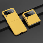 Custodia per telefono con sensazione di pelle per PC a iniezione di carburante a foro grande, For Samsung Galaxy Z Flip4, For Samsung Galaxy Z Fold4