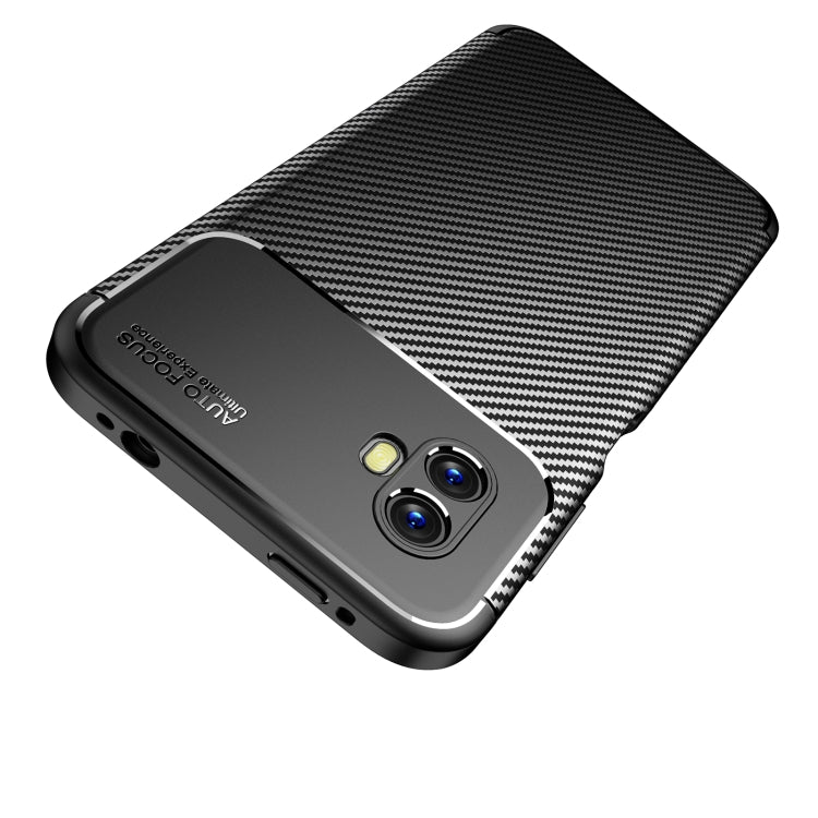 Custodia per telefono in TPU antiurto con trama in fibra di carbonio con foro preciso, For Xiaomi Poco M4 5G, For Samsung Galaxy Xcover6 Pro